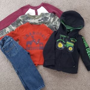 toddler boys 2T long sleeve shirts,2T zip up hoodie,3T wrangler jeans
